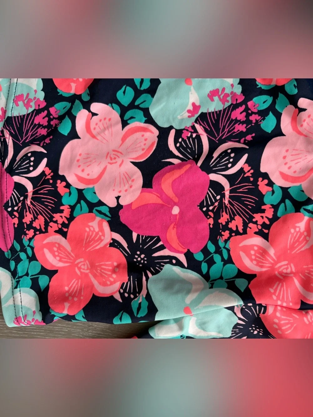 Kids Floral Long Sleeve Rash Guard - Pink & Teal. Size 18 months